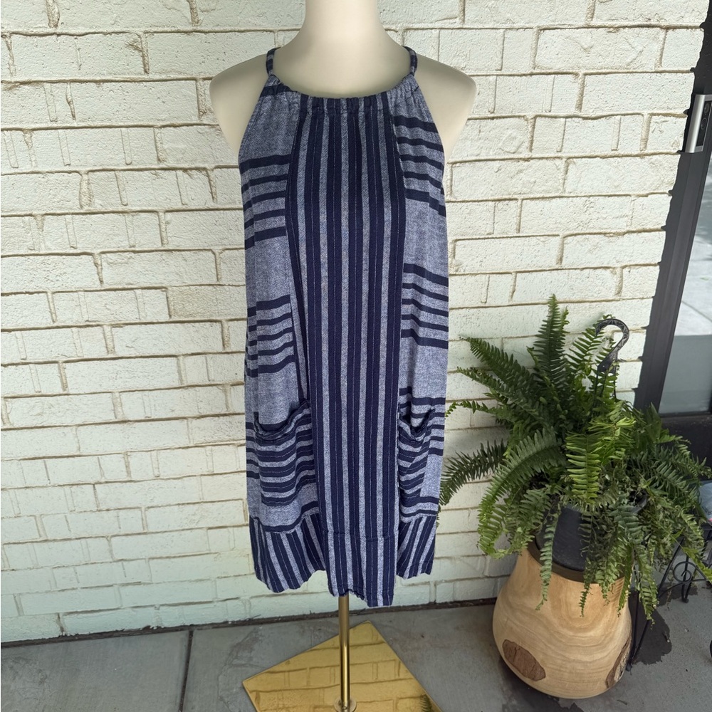 Old Navy Striped Navy and Blue Halter Dress